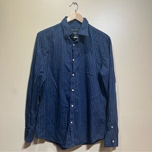 Massimo Dutti Men's Navy Pinstripe Button-Down Shirt